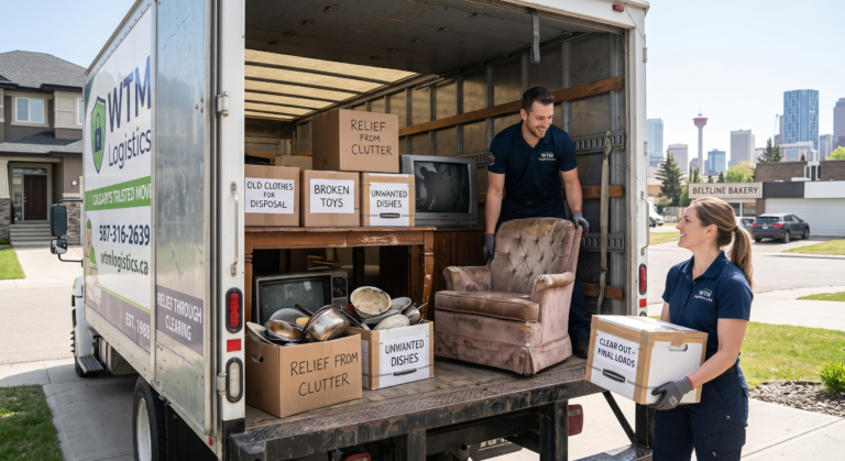 A spacious, clean truck being loaded with unwanted household clutter, old mattresses, and broken items for safe eco-friendly disposal.